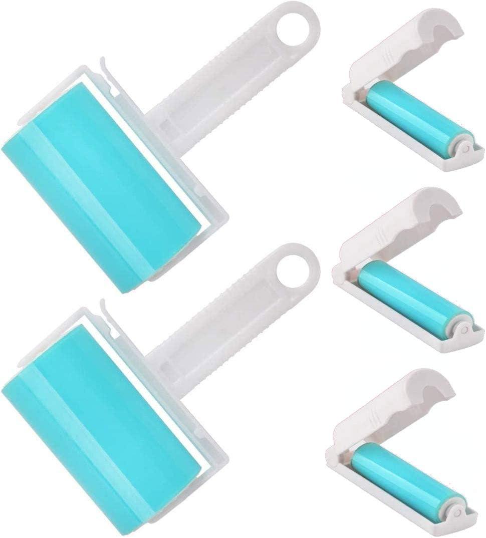 Lint Roller 5 Pack, Reusable Washable Lint Roller Sticky Gel Lint Remover Pet Hair Remover Cleaner for Clothes, Travel Essentials Household Use, Include, Size (2M - 3S)
