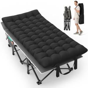 Suteck 32In XXL Folding Camping Cot, 900LBS Heavy Duty Sleeping Cot with Pillow Mattress, 1200D Double-Layer Oxford Portable Cot for Adults with Carry Bag for Home Office Nap Beach Travel