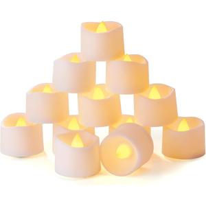 Homemory Timer Tea Lights Candles Battery Operated, 6H Timer Built-in, Auto On Daily, Flameless LED Tealight Votives for Table Centerpieces, Lantern, Holiday Decor, Warm Lamp, No Remote, 12-Pack (Bright Amber Glow, White Base)