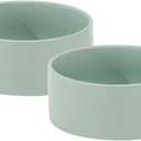 Ceramic 6.1inch Dog Bowls for Small and Medium Breed Dog Dish Pet Food and Water Bowl (Set of 2 Bowls - Light Green, 28oz)