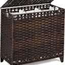 Laundry Hamper with 3 Removable Liner Bags; 132L Handwoven Rattan Laundry Basket with Lid & Heightened Feet; Clothes Hamper with Side Handles; Laundry Sorter with 3 Separate Sections (Brown) (132L (25.98x13x26.57 Inches))