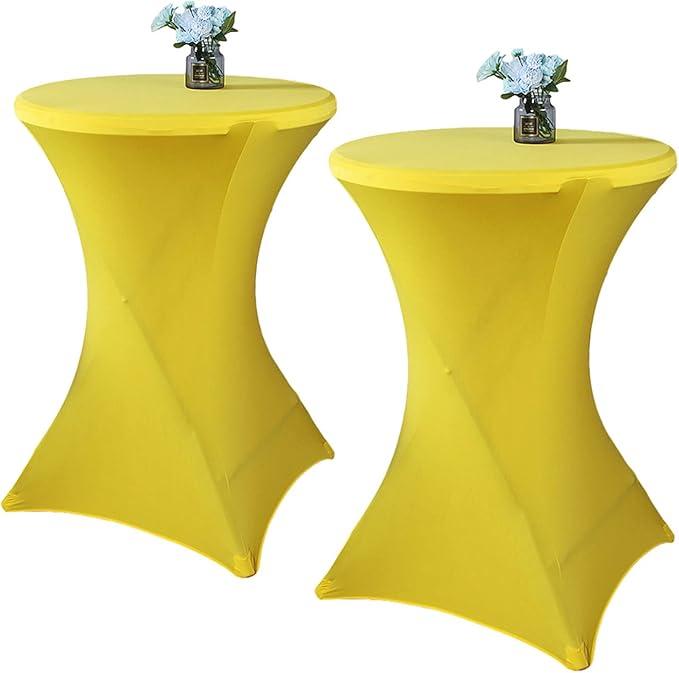 2 Pack 32x43 Inch Lavender Cocktail Tablecloth Spandex Round Fitted Table Cover for Wedding Banquet Event Party