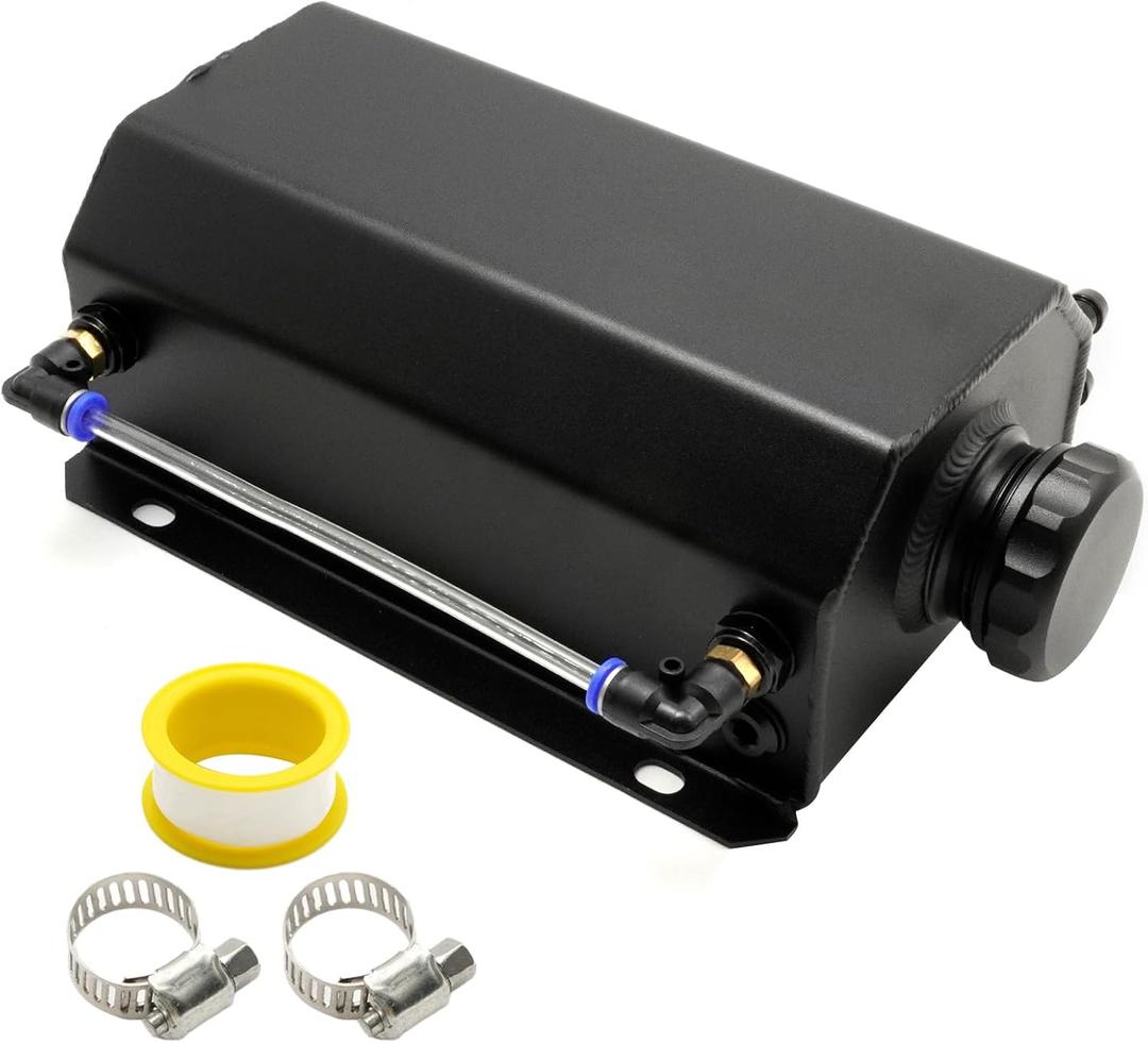 2L Coolant Reservoir Tank, Universal Aluminum Coolant Overflow Tank, Black Expansion Tank Recovery Water Tank Reservoir