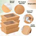 Nexboraque 50 Pack Take Out Food Containers with Window, 40 oz Kraft Paper Food to Go Box Disposable Cardboard Meal Prep Boxes for Lunch Meal, Restaurant, Catering, Party, Picnic, Brown, 7.9"l X 5.5"w X 2"h