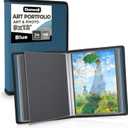 Dunwell Art Portfolio 9x12 Folder (Blue), Black Mounting Paper, Portfolio Binder for Artwork, 9 x 12 Art Folder, 24 Pockets Display 48 Pages, Acid-Free Poly Presentation Book