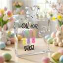 HTBIG Funny Easter Decorations Oh For Peeps Decor Acrylic Bunny Sign, Cute Spring Holiday Tabletop Ornament, Gift for Easter Home Party Decor