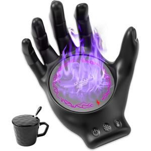 Devil's Hand Heating Mug Warmer & Mug Set - 3 Temp Settings & 8H Timer, Coffee Cup Warmer Plate for Desk Auto Shut Off, Ideal Beverage Warmer Gift for Coffee, Tea, Milk (Black)