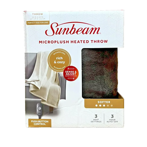 Sunbeam Royal Luxe Walnut Heated Personal Throw Blanket, Cozy-Warm, Adjustable 3 Heat Settings, 50x60