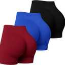Coume 3 Pack Women Workout Impact Shorts 4.5" Scrunch Butt Lifting High Waisted Seamless Biker Athletic Gym Yoga Shorts, Size -XXL