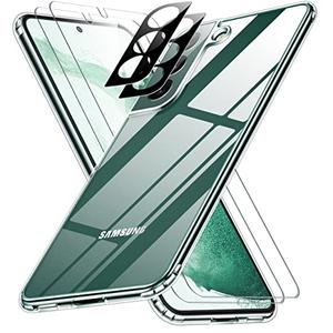 SPIDERCASE Designed for Samsung Galaxy S22 Case, [10 FT Military Grade Drop Protection], 2 Pack [Tempered Glass Screen Protector+Camera Lens Protector] Heavy Duty Shockproof Case, Clear