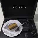 Victrola Journey Bluetooth Portable Suitcase Record Player  with Built-in Speakers, 3 Speed Vinyl Record Player, RCA Out, Headphone Jack (Black)