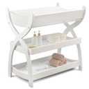 Comfy Cubs Baby Changing Table - Sturdy Wood Construction, Timeless Look Baby Change Table with Two Open Shelves for Infant Daycare Essentials Storage - White
