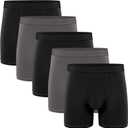 Natural Feelings Boxer Briefs Mens Underwear Men Pack Soft Cotton Open Fly Underwear (Small, Black Grey Pack 5)
