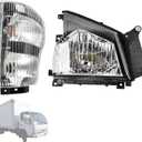 Headlight & Corner Lamp Right Side Fit for Isuzu NPR NQR 2004-2007 Fit for GMC W-4500 2005-2007 Replace 8-97376-912-3 8-98010-894-0 Headlamp w/Corner Light Wiring Harness Passenger Side