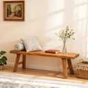 Rustic Solid Wood Bench Indoor, Farmhouse Entryway Bench with Sturdy Legs, Skinny Narrow Bench for Dining/Hallway/Entry/Foyer/End of Bed (31.49 inch Length)