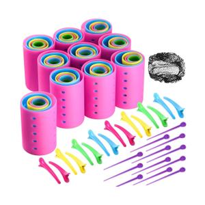 141 Pieces Hair Rollers Set Include 60 Plastic Hair Rollers (Multicolor,6 Size)