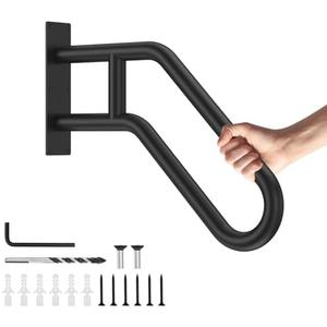 GORWARE Hand Rails for Outdoor Steps, Handrails for Elderly, Porch Railing & Deck Hand Rail Wall Mount Stair Hand Grab Bars, 1 to 3 Steps U-Shape Safety Handle for Garage, Garden