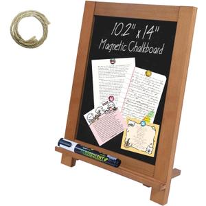 Tabletop Chalkboard Signs 10.2"x14" Magnetic Small Chalkboard Sign, Desktop Standing/Wall Hanging Blackboard with Liquid Chalk Marker, Wood Framed Menu Board for Kitchen, Caf, Home Decor