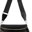 Bum Bags for Women Nylon Crossbody Bag Solid Spacious Cresent Sling Belt Half Moon Purse with Adjustable Strap Trendy Satchel