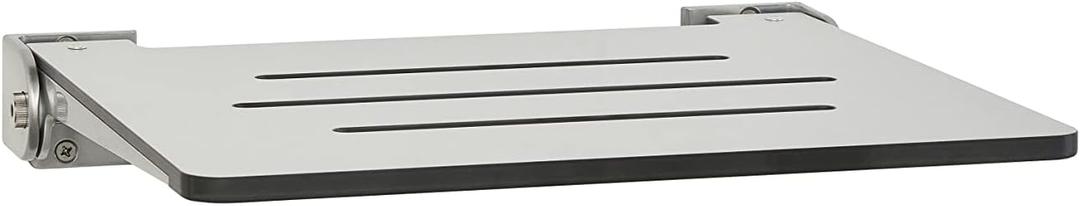 Seachrome 18 inch Silhouette Slimline Folding Wall Mount Shower Bench Seat, Light Gray Seat with Silver Frame Seachrome 18 inch Silhouette Slimline Folding Wall Mount Shower Bench Seat, Light Gray Seat with Silver Frame