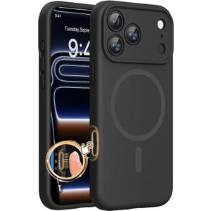 Miracase Magnetic for iPhone 17 Pro Max Case, Compatible with MagSafe, Integrated Silicone Camera Control Cover, 3.0mm Thicken Shockproof Drop Protection Phone Case for 17 ProMax, Black