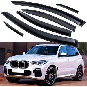 Side Window Visors Wind Deflectors Sun Rain Guards Compatible with 2019-2025 BMW X5 40i/50i/M50i/M60i/45e/X5 M, Tape-On Black 6Pcs
