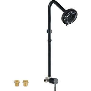 Outdoor Shower Faucet Kit, Matte Black Single Handle Outdoor Shower Fixtures with High Pressure 5 Mode Shower Head and Valve for Yard, Pool