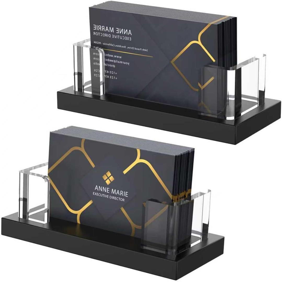 2 x Acrylic Business Card Holder for Desk,Business Card Stand,Clear Business Card Display,Desk Business Card Holders,Business Card Display Stand,Acrylic Business Card Holder Display,Black 2 Pcs