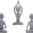 Yoga Alien Statues Decor(Set of 3) 3 Poses Sci-Fi Zen Decor for Yoga Room, Meditation Space, Living Room, Office, Gift for Yoga Enthusiasts & Sci-Fi Fans