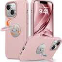 XYZ for iPhone 13 Case with Stand [Rotatable 360 Soft Ring Holder], Premium Silicone with [Soft Anti-Scratch Microfiber Lining] Phone Cover for Women Girls 6.1 Pink