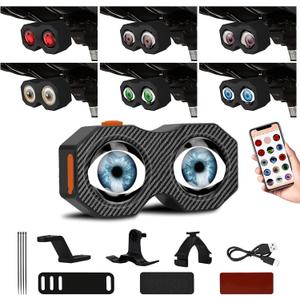 spnanma 2025 Upgraded Demon Eyes Bike Tail Light, Waterproof Smart LED Rear Bike Light with 82 Presets, Programmable Eyes Rear Bicycle Tail Light with Type-C Charging, Mounting Bracket for Bikes