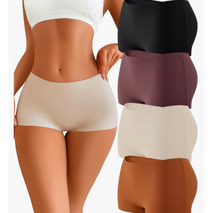 CUTE BYTE Womens Seamless Boy Shorts Underwear Soft Stretch No Show Boxer Shorts Briefs Panties for Ladies 4 Packs M