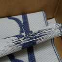 Waterproof Outdoor Rug 8x10 ft, Reversible Plastic Straw Rug, Easy to Clean Patio Rug, Portable Carpet for Patio, RV, Deck, Balcony, Backyard, Picnic, Beach, Clover, Navy Blue