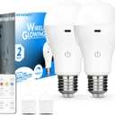 WirelessGlow Rechargeable Light Bulbs with Remote, 3 Color Temperatures and Dimmable Battery Operated Light Bulbs, Touch Control + USB Rechargeable Battery Light Bulb, A19, 2 Pack (3000k-4000k-6500k)