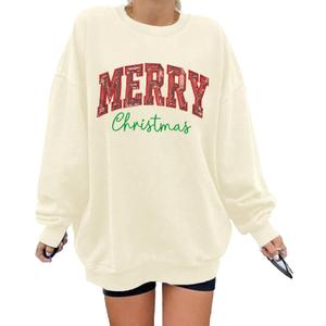 LUKYCILD Christmas Vibes Sweatshirt Women Merry Christmas Shirt Xmas Long Sleeve Shirt Winter Holiday Sweatshirts (L)
