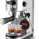 Neretva Espresso Machine 20 Bar, Super Compact Espresso Maker Stainless Steel Professional Coffee Machine Espresso with Power Steam & LED Display for Home Barista Latte and Cappuccino Maker-Silver