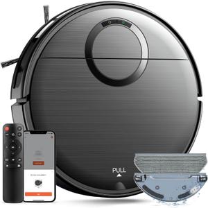 Robot Vacuum and Mop Combo, 2 in 1 Vaccuming and Mopping Robot with Schedule, Wi-Fi/App/Remote, 2000Pa Max Suction, Self-Charging Robotic Vacuum, Slim, Ideal for Hard Floor, Pet Hair, Low-Pile Carpet