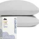 Mayfair Linen 100% Organic Cotton King Size Pillow Cases Set of 2 - Ultra Soft Hotel Quality King Pillow Covers, Authentic GOTS Certified, Crisp, Cooling Percale Weave Cotton Pillowcases - Light Grey