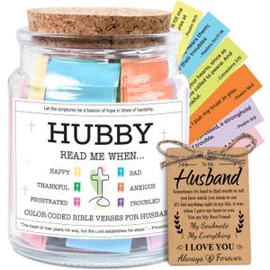 NewEleven Gifts For Husband - Husband Christmas Gifts, Christian Gift For Him, Husbands - Inspirational, Birthday Gift For Hubby From Wife, Her - Bible Verse Jar