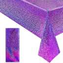 Sparkling Holographic Laser Tablecloth - Shimmering, Waterproof, Easy to Clean - Ideal for Bachelorette, Birthday, Wedding, and Anniversary Party Decorations (Purple)
