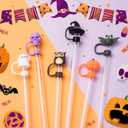 3 x 6PCS Halloween Straw Covers, Halloween Straws Toppers for Stanley 30&40 Oz Tumbler with Handle, 10mm Dust-Proof Ghost Straw Toppers Stanley Cup Accessories for Kids Girls