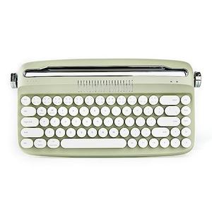YUNZII Upgraded Wireless Typewriter Keyboard, Retro Aesthetic with Integrated Stand,Cute Round Keycaps, USB-C/Bluetooth Connection for Table, Phone, PC and Win/Mac/Android (B307, Sweet Mint)