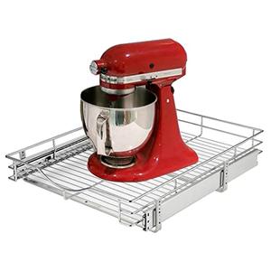 DINDON Pull Out Cabinet Organizer (14" W x 21" D), Pull Out Drawers for Kitchen Cabinets, Cabinet Pull Out Organizer 1 Tier Heavy-Duty Slide Out Shelf Wire Basket for Base Cabinet, Chrome