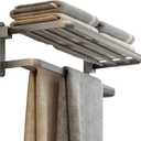 BOZWELL Bathroom Lavatory Towel Rack with Two Towel Bars,24-Inch Towel Shelf with Towel Bar, Towel Holder 1011-GR-60 (Modern Gray Finish)