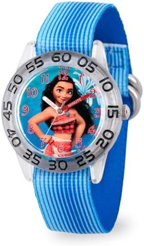Disney Moana Kids' Plastic Time Teacher Analog Quartz Nylon Strap Watch