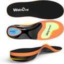 Work Boot Insoles Plantar Fasciitis - Welnove Heavy Duty Inserts for Pain Fatigue Relief, Standing All Day - High Arch Support Shoe Insoles Orthotic for Flat Feet, Achilles Tendonitis, Men Women (M) (M: W 10-11.5 / M 9-10.5, Orange)