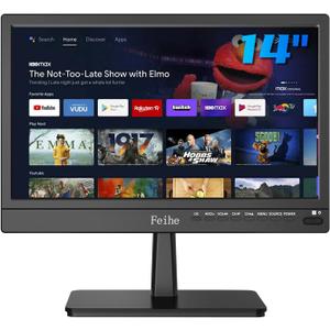 Feihe 14 inch Small Smart TV Built-in APP, HD Flat Screen Compact Smart Television for Kitchen, Home, RV Camper or On-The-Go Entertainment