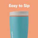 Owala SmoothSip Slider Insulated Stainless Steel Coffee Tumbler, Reusable Iced Coffee Cup, Hot Coffee Travel Mug, BPA Free 20 oz, Grey/Blue (Beachy Breeze)