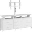 REAHOME TV Stand with Mount, 63" Entertainment Center for 32/45/55/60/65/70 inch TVs, Media Console Table with 7 Drawers, Height Adjustable Mount, Dresser TV Stand for Living Room, White