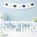 BreezeHug Large Senior 2026 Sign Class of 2026 Sign Senior Night Letter Wooden Table Decor Coquette Blue Bow Photo Booth Props Graduation Party Table Centerpieces Decoration for High School